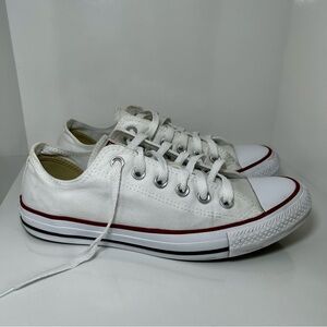 Converse All Stars Unisex White Canvas Flat Shoes, Size Women’s 9 or Mens 7